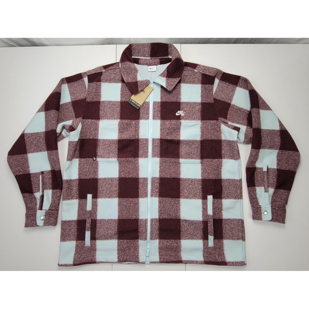Nike Mens L-Tall SB Essential Skat Jacket Glacier Blue Burgundy HV1421-474 NWT